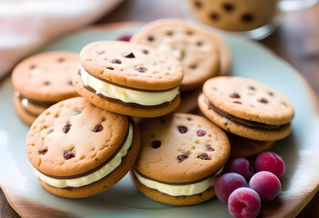 Poster - An ice cream sandwich on a wooden table