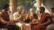 Ancient Greek philosophers discussing at philosphy school