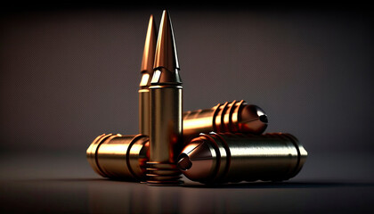 pistol and machine gun bullets. Generative AI,