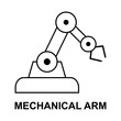 Mechanical robot arm machine icon, technology hydraulic robotic hand, vector illustration