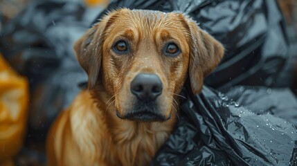 Wall Mural - Feature a pet photography session where owners use biodegradable waste bags to clean up after their pets, highlighting responsible pet