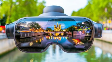 Canvas Print - Virtual reality glasses with futuristic vision technology. VR goggles. Tourism concept