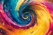 A swirling vortex of vibrant colors representing the concept of creativity, bursting with energy and potential 