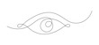 Minimalist vector illustration featuring a single continuous line art of a female eye inside a wristwatch.