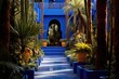 Majorelle Garden, Morocco: A scene from the vibrant blue gardens in Marrakech.