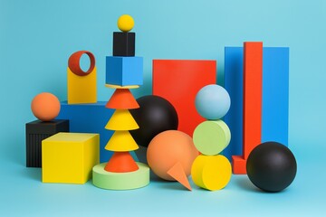 Poster - everyday objects using flat, bold colors and simplified shapes