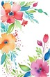 floral frame with copy space on white background. watercolor illustration of flowers in pastel tones