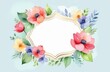 floral frame with copy space on white background. watercolor illustration of field flowers