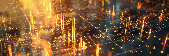 Poster - Smart city and abstract dot point connect with gradient line and aesthetic Intricate wave line design , big data connection technology concept .
