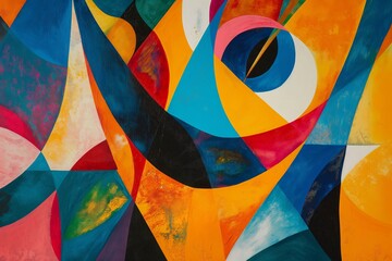 Poster - Synthetist artwork, using bold colors and abstract shapes 