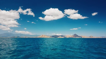 Sticker - Islands in the sea at sunny day. Komodo National Park in Indonesia