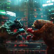 illustration of a bull and a bear boxing, the battle between rising and falling stock markets in a financial world