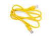 Yellow  ethernet cable on a white background