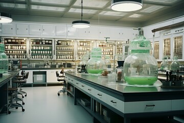 Poster - Technologically-advanced Futuristic organic laboratory. Future interior. Generate Ai