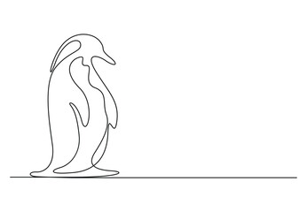 Poster - Penguin continuous one line drawing vector illustration. Premium vector