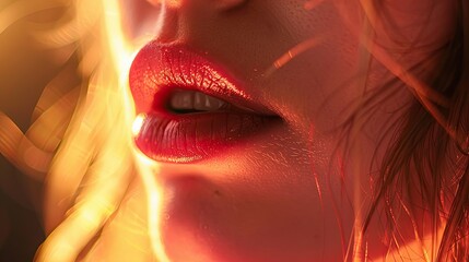 Canvas Print - close-up of girl's lips. selective focus