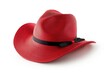 © AIGen - Fashion Hat. Vintage Red Panama Hat for Women's Summer Style