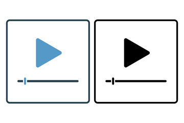 Poster - video play button icon. icon related to education and online education. suitable for web site, app, user interfaces, printable etc. solid icon style. simple vector design editable