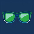 Stylish Glasses With Green Lenses on Blue Background
