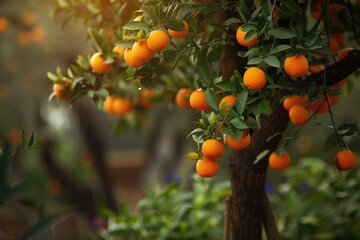 Wall Mural - Fruit Tree. Citrous Orange Tree in Organic Eco Garden