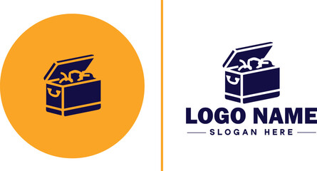 Treasure chest icon money lock box flat Treasure chest logo sign symbol editable vector