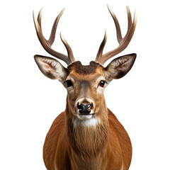 Wall Mural - deer head with horns close up isolated on transparent background