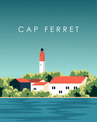 Sticker - Cap Ferret travel poster, banner, card