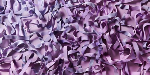 Poster - Symmetrical Pastel Purple Ribbons Aerial View Demonstrating Intricate Geometric Patterns and Textures
