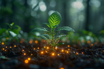 Poster - A decentralized ecosystem fostering innovation and entrepreneurship through crowdfunding and decentralized autonomous organizations (DAOs). Concept of decentralized innovation. Generative Ai.