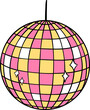 © Natsicha - Retro groovy pink disco ball cartoon doodle