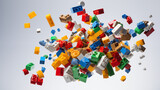 Fototapeta Do akwarium - Colorful Lego Pyramid on Blue Background
