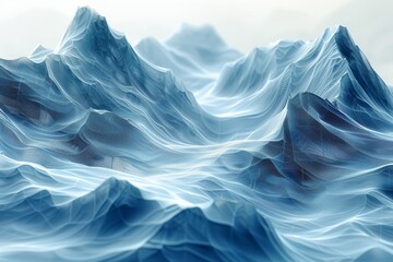 Poster - A digital graphic of fluid blue fabric waves creating a visually soothing and high-tech feel