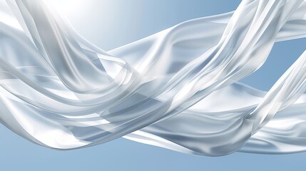 Canvas Print -   A tight shot of a billowing white fabric against a clear blue sky with a radiant sun backdrop