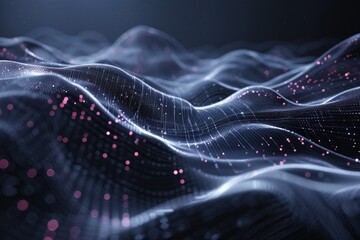 Poster - Computer generated image of colorful waves and dots. Suitable for digital design projects