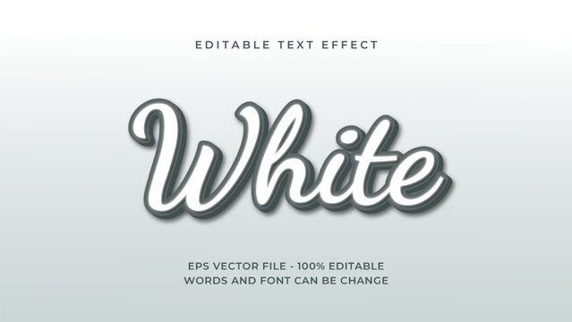 White editable text effect premium, 3d style.
