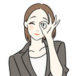 © maru - 手の隙間からのぞき込むスーツ姿の女性