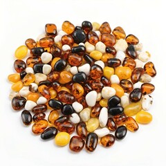 Sticker - amber stones on white background