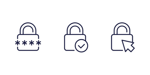 Sticker - access line icons with a lock for apps on white