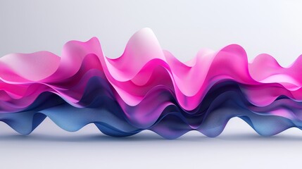 Wall Mural -   A pink-blue wave of liquid against a white backdrop, subtly reflecting at its crest as it flows