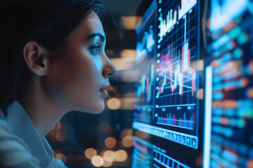 Poster - Marketing expert pointing at a chart on desktop