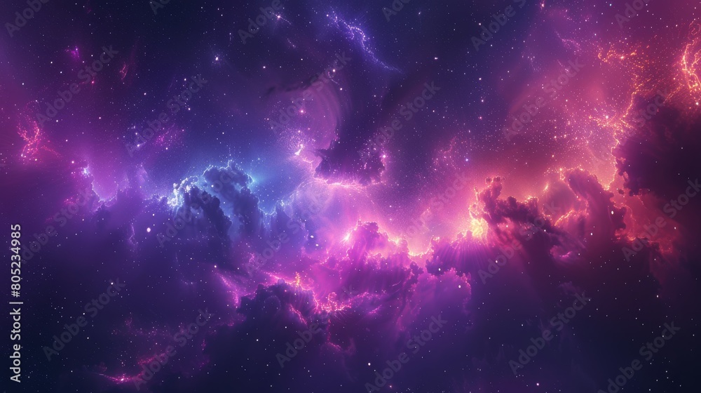 This stunning image shows a swirling purple nebula set against a ...