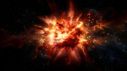 Poster - A spectacular representation of a cosmic explosion amidst stars and galaxies, showcasing the power and dynamism of the universe