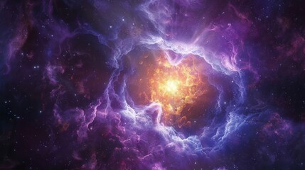 Poster - Vibrant cosmic clouds and a bright star cluster formation create a captivating image, resonating with themes of creation and energy