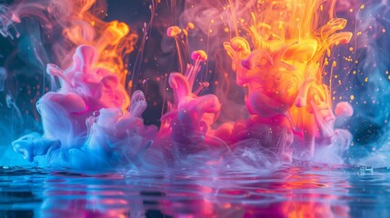 Poster - A high-energy image featuring a color explosion in an abstract pattern with dark background emphasizing contrast and movement