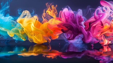 Poster - Stunning fluid art image captures bursts of bright colors creating a playful and lively abstract pattern