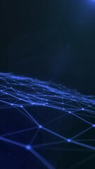 Portrait Blue plexus spinning space particle form, futuristic neon graphic Background, 3D technology shape background animation