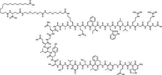 Canvas Print - Antidiabetic medication semaglutide structural formula, vector illustration