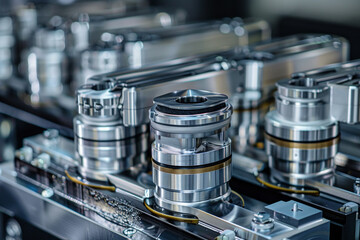 Wall Mural - Macro shot of a high-performance car engine, detailing pistons and valves, engineering precision visible 