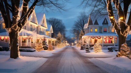 Canvas Print - cozy christmas lights exterior