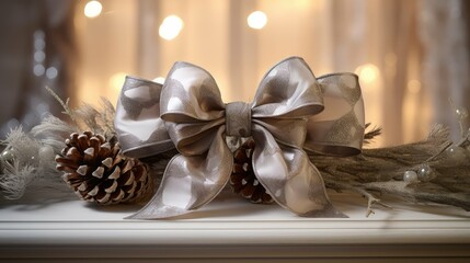 Canvas Print - glamour silver christmas bows